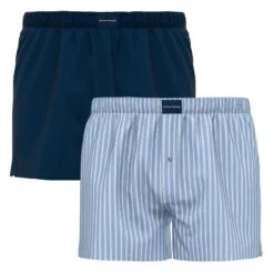 TOM TAILOR 2-pack Wijde Boxershorts Basic Stripe Blauw