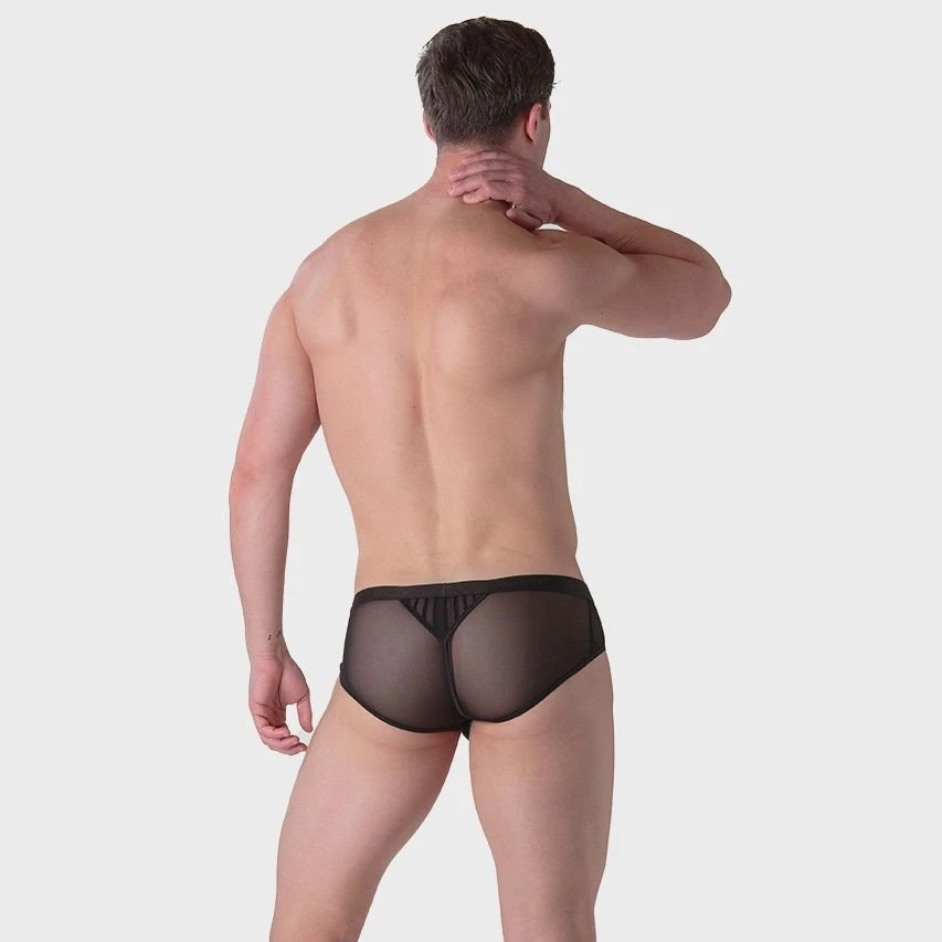 WOH microfiber herenslip personal allure mesh zwart WOH Microfiber Herenslip Personal Allure Mesh Zwart -Boxers Winkel