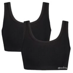 Bamboo Basics Dames 2-pack Bralettes Seamless Ruby Rib Zwart