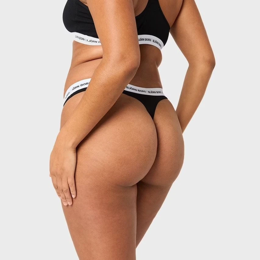 Björn Borg dames soft cotton stretch 5-pack strings zwart BJØRN BORG Björn Borg Dames Soft Cotton Stretch 5-pack Strings Zwart -Boxers Winkel
