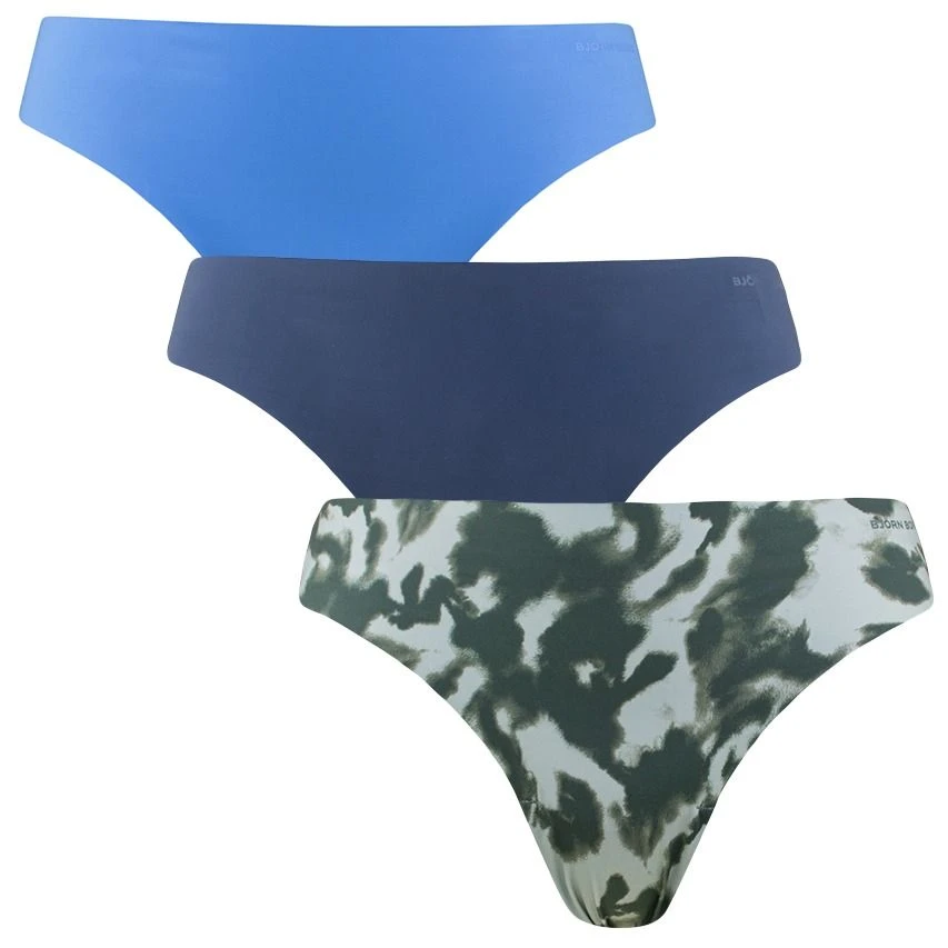 Björn Borg dames invisible 3-pack microfiber strings basic print blauw & groen BJØRN BORG Björn Borg Dames Invisible 3-pack Microfiber Strings Basic Print Blauw & Groen -Boxers Winkel