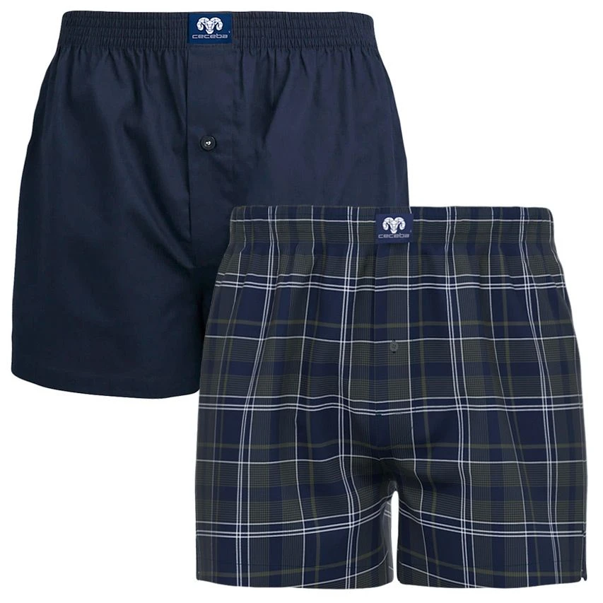 CECEBA 2-pack wijde boxershorts ruit blauw CECEBA 2-pack Wijde Boxershorts Ruit Blauw -Boxers Winkel