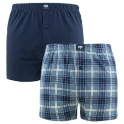 CECEBA 2-pack Wijde Boxershorts Check Blauw