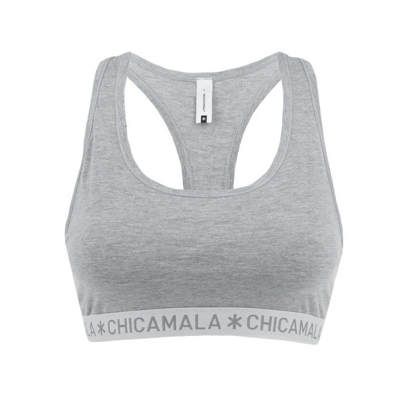 Chicamala dames racer back bralette basic grijs Chicamala Dames Racer Back Bralette Basic Grijs -Boxers Winkel
