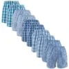 DEAL 10-pack Wijde Boxershorts Stripe & Check Blauw