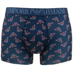 Emporio Armani Microfiber Boxer All Over Logo Blauw