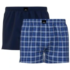 Götzburg 2-pack Wijde Boxershorts Basic Check Blauw