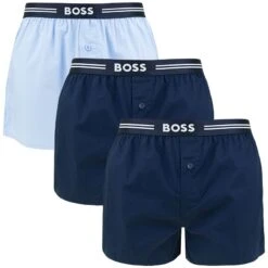 Hugo Boss BOSS 3-pack Wijde Boxershorts Basic Blauw