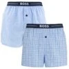 Hugo Boss BOSS 2-pack Wijde Boxershorts Check Striped Blauw