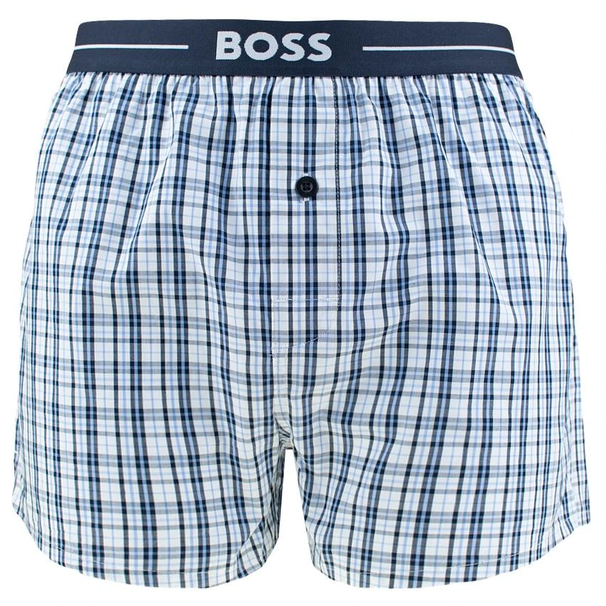 Hugo Boss BOSS 3-pack wijde boxershorts basic check blauw Hugo Boss BOSS 3-pack Wijde Boxershorts Basic Check Blauw -Boxers Winkel
