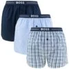 Hugo Boss BOSS 3-pack Wijde Boxershorts Basic Check Blauw