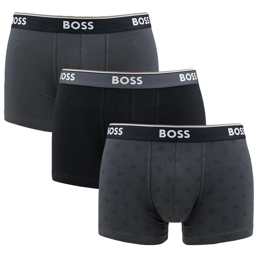 Hugo Boss BOSS power 3-pack boxer trunks basic zwart & grijs Hugo Boss BOSS Power 3-pack Boxer Trunks Basic Zwart & Grijs -Boxers Winkel