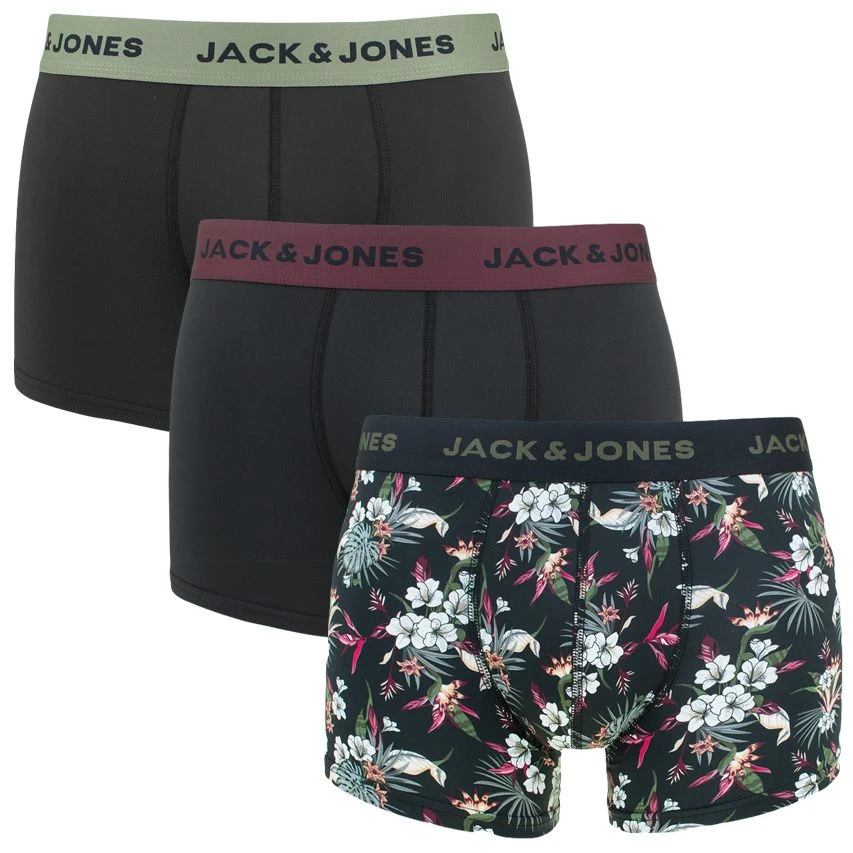 Jack & Jones 3-pack microfiber boxers flower zwart Jack & Jones 3-pack Microfiber Boxers Flower Zwart -Boxers Winkel