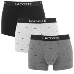 Lacoste 3-pack Boxers All Over Mini Logo Grijs & Zwart
