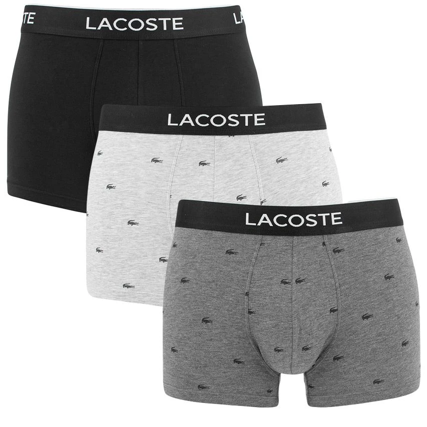 Lacoste 3-pack boxers all over mini logo grijs & zwart Lacoste 3-pack Boxers All Over Mini Logo Grijs & Zwart -Boxers Winkel