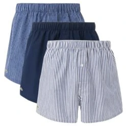 Lacoste 3-pack Wijde Boxershorts Mixed Print Blauw