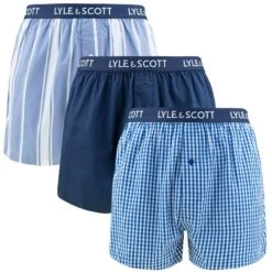Lyle & Scott 3-pack Wijde Boxershorts Lenny Blauw & Wit