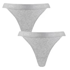 ONLY Dames 2-pack Strings Cool Cotton Grijs