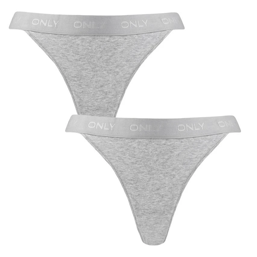 ONLY dames 2-pack strings cool cotton grijs ONLY Dames 2-pack Strings Cool Cotton Grijs -Boxers Winkel