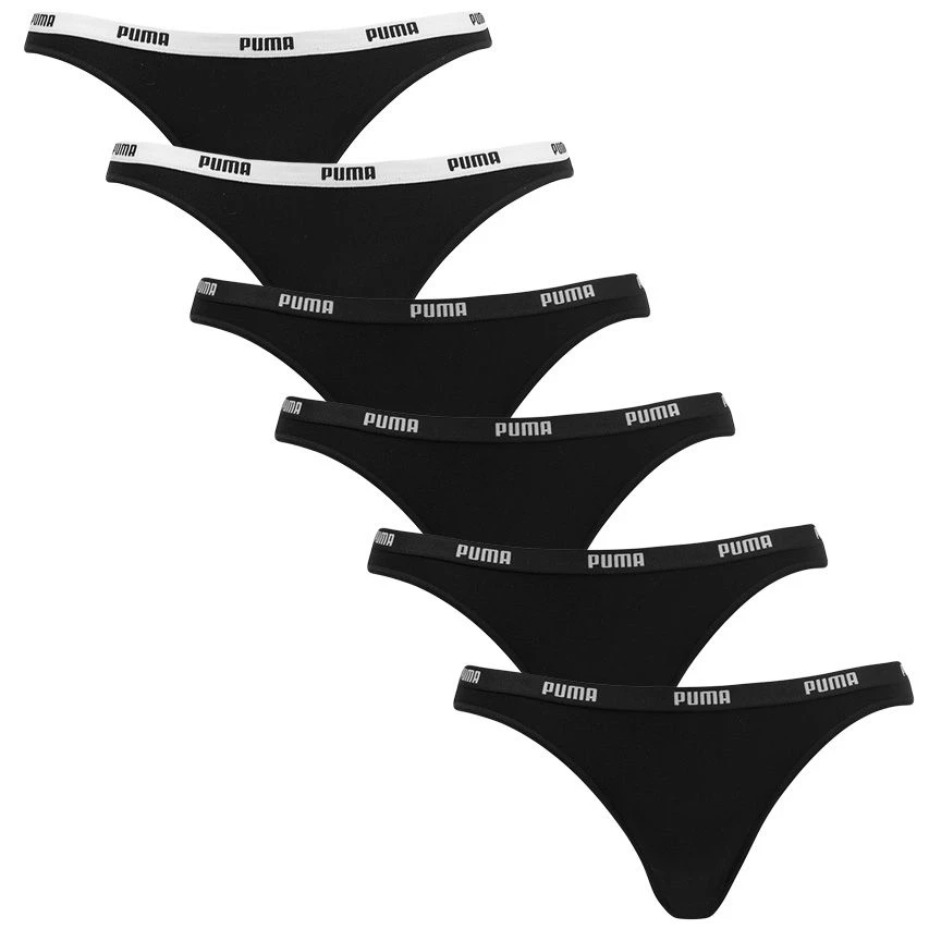 PUMA dames 6-pack strings zwart PUMA Dames 6-pack Strings Zwart -Boxers Winkel