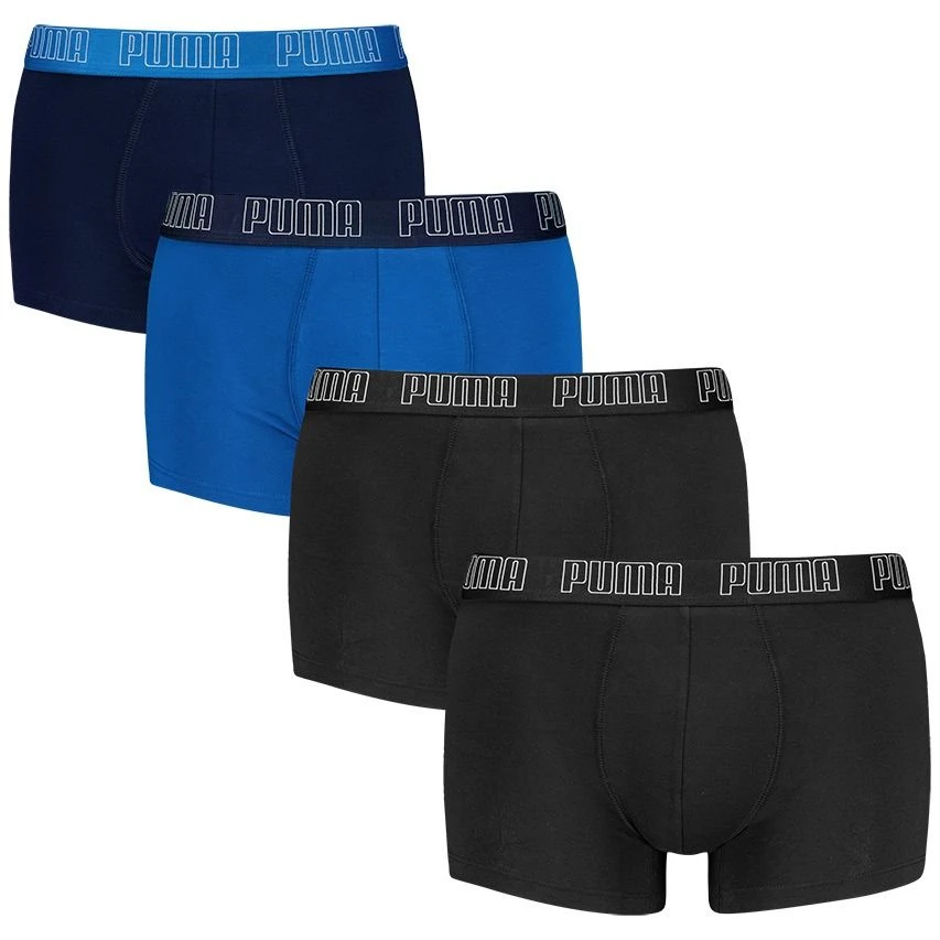 PUMA 4-pack boxer trunks everyday zwart & blauw PUMA 4-pack Boxer Trunks Everyday Zwart & Blauw -Boxers Winkel