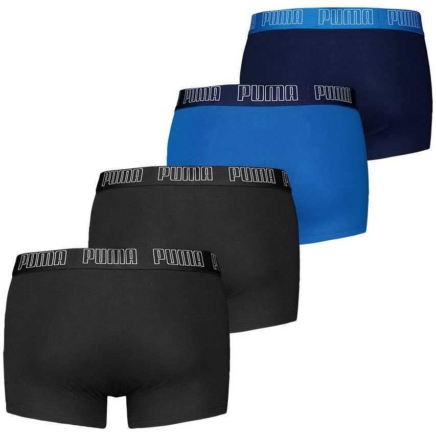 PUMA 4-pack boxer trunks everyday zwart & blauw PUMA 4-pack Boxer Trunks Everyday Zwart & Blauw -Boxers Winkel