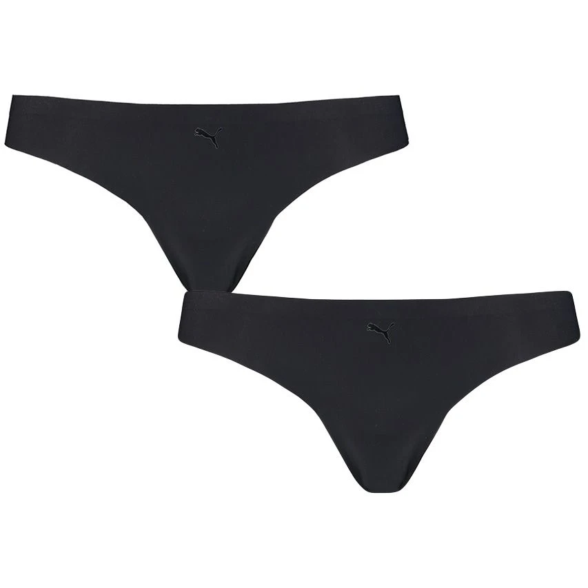 PUMA dames 2-pack microfiber strings seamless zwart PUMA Dames 2-pack Microfiber Strings Seamless Zwart -Boxers Winkel