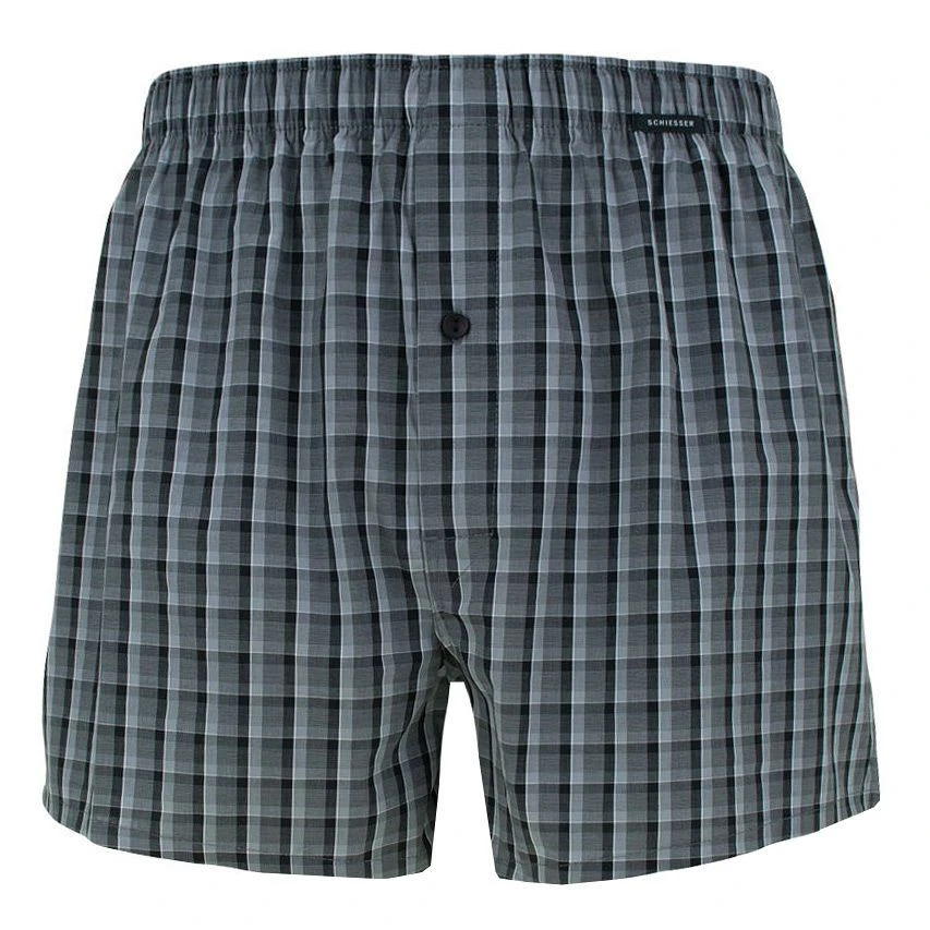 Schiesser 2-pack wijde boxershorts ruit grijs Schiesser 2-pack Wijde Boxershorts Ruit Grijs -Boxers Winkel