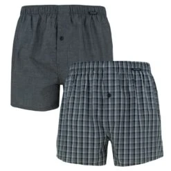 Schiesser 2-pack Wijde Boxershorts Ruit Grijs