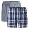Schiesser 2-pack Wijde Boxershorts Basic Check Blauw III
